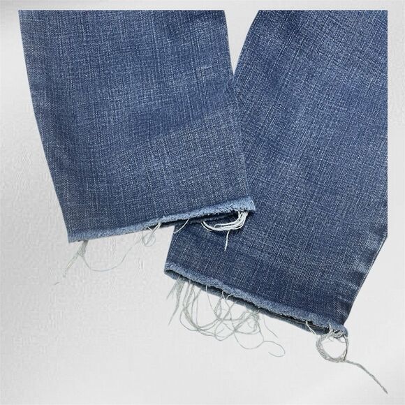 Good American Women’s High Rise Skinny Faded Blue Jeans Size 6/28 Distressed Hem - Picture 7 of 9